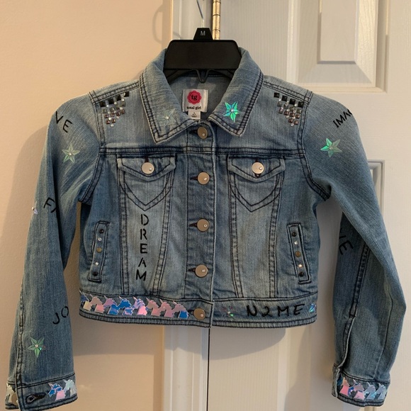 Girls Unicorn Jean Jacket Custom made Size 6/7 - Picture 1 of 4